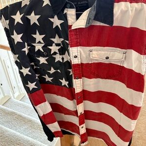 Cody James Men's American Flag Button Down Shirt